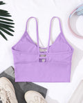 Longline Sports Bras for Women High Support Strappy Push up Workout Tops Built in Bra Padded Crop Yoga Tank Top
