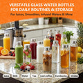 12 Oz Glass Juice Bottles with Lids, 10 Pack Reusable Glass Water Bottles with Stainless Steel Caps & Straws, Leak-Proof & Bpa-Free Containers for Juicing, Smoothies, Iced Tea, Wellness Drinks