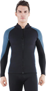 Wetsuit Tops Women Men 2Mmjackets, Adult Neoprene Vest Front Zipper Wet Suits 1.5Mm Jacket plus Size Long Sleeve for Surfing Diving Snorkeling Kayaking SUP Other Water Sports