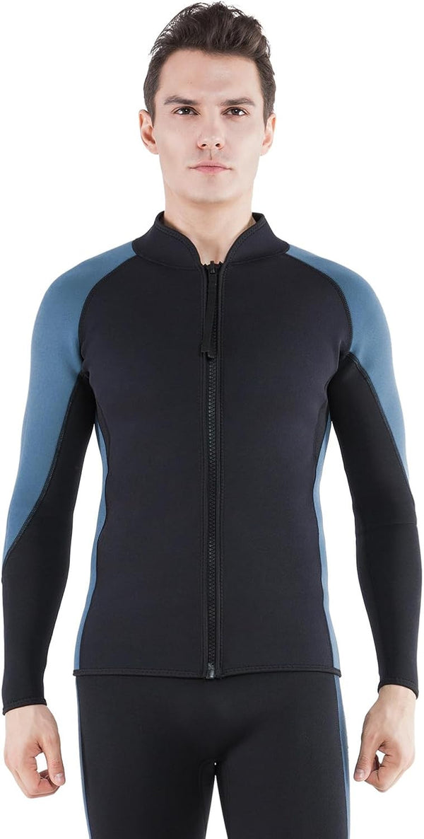 Wetsuit Tops Women Men 2Mmjackets, Adult Neoprene Vest Front Zipper Wet Suits 1.5Mm Jacket plus Size Long Sleeve for Surfing Diving Snorkeling Kayaking SUP Other Water Sports