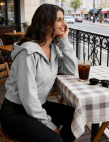 Womens Zip up Sweatshirt Cropped Fleece Jacket with Thumb Holes Crop Top Long Sleeve Zipper Hoodie