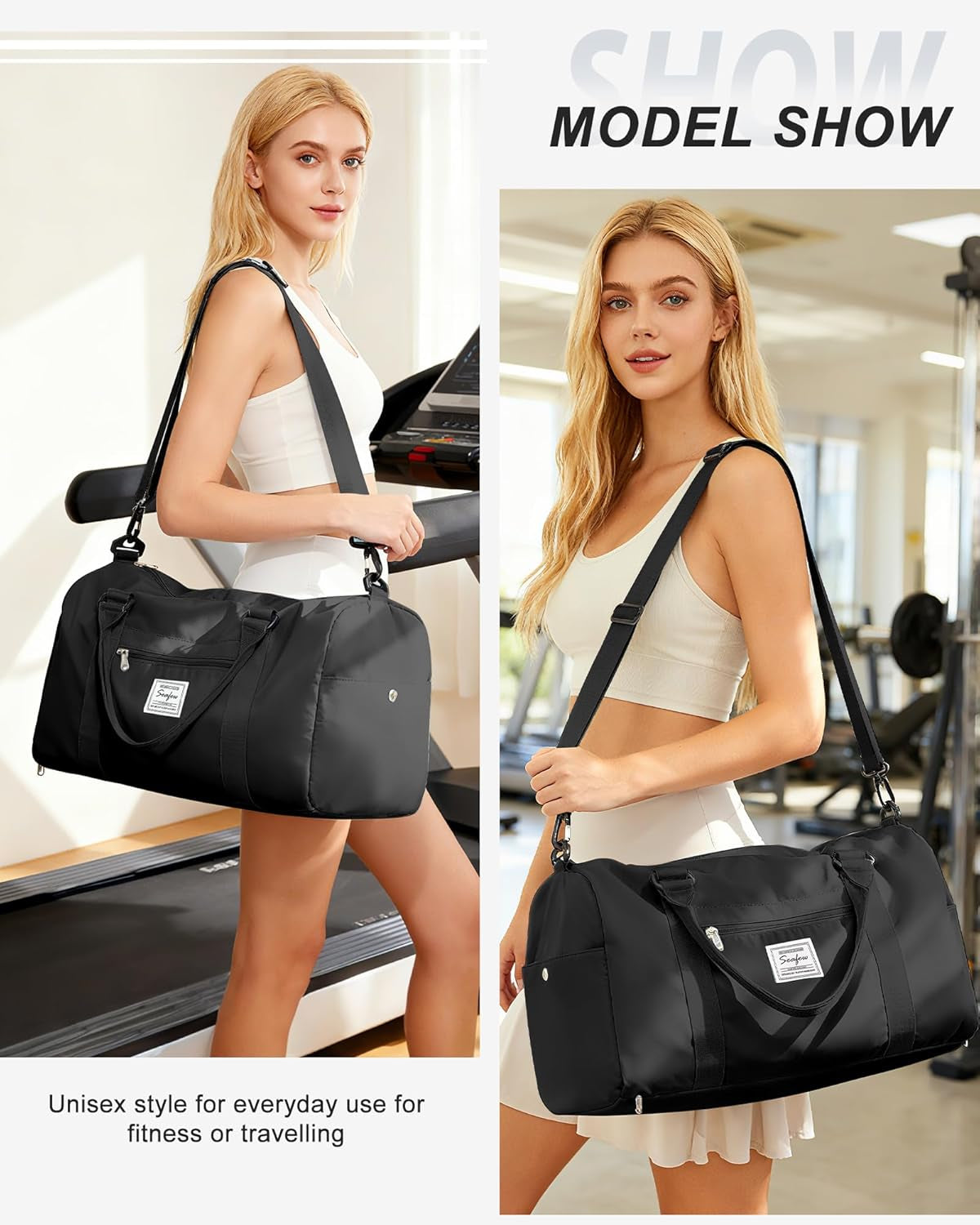 Gym Bags Womens Mens with Shoes Compartment and Wet Pocket Travel Duffel Bag for Women for Plane Sport Gym Tote Bags Swimming Yoga Small Waterproof Weekend Overnight Carry on Bag Hospital Holdalls