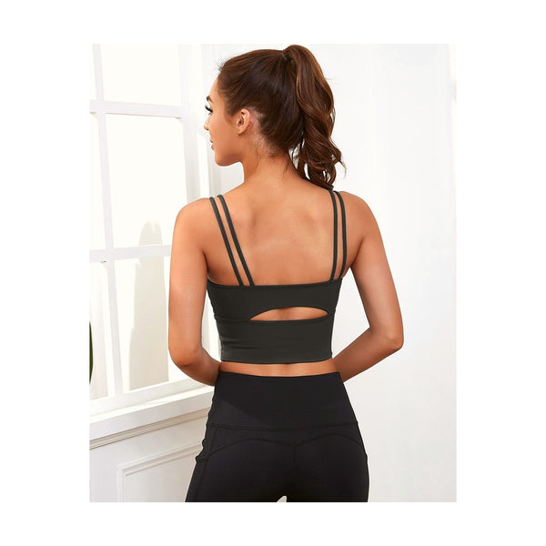 Sports Bras for Women High Support Longline Workout Tank Tops Built in Bra Strappy Yoga Padded Crop Top