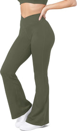 Women'S Flare Yoga Pants - Crossover Flare Leggings High Waisted Tummy Control Workout Casual Bootcut Pants