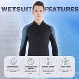 Wetsuit Tops Women Men 2Mmjackets, Adult Neoprene Vest Front Zipper Wet Suits 1.5Mm Jacket plus Size Long Sleeve for Surfing Diving Snorkeling Kayaking SUP Other Water Sports
