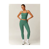 Womens Workout Sets Two Piece Cross Back Tank Top Matching High Waist Leggings Sets Gym Outfits Work Out Clothes