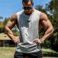 Bodybuilding Tank Tops Men Sports Sleeveless Shirt Muscle Guys Vest Fitness Drop Armhole Solid Tops Tees Cotton Gym Singlets