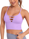 Longline Sports Bras for Women High Support Strappy Push up Workout Tops Built in Bra Padded Crop Yoga Tank Top