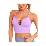 Longline Sports Bras for Women High Support Strappy Push up Workout Tops Built in Bra Padded Crop Yoga Tank Top