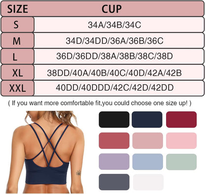 3 Pack Strappy Sports Bra for Women Sexy Crisscross for Yoga Running Athletic Gym Workout Fitness Tank Tops