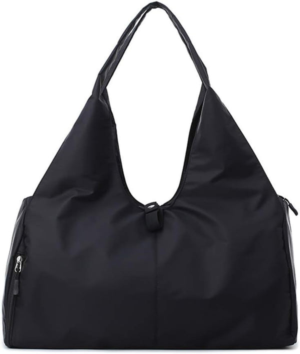 Sports Gym Bag with Shoes Compartment, for Women Swim Yoga Dry Wet Separated Gym Bag, Lightweight Foldable Travel Bag for Outdoor Camping, Black