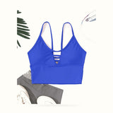 Longline Sports Bras for Women High Support Strappy Push up Workout Tops Built in Bra Padded Crop Yoga Tank Top