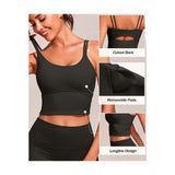 Sports Bras for Women High Support Longline Workout Tank Tops Built in Bra Strappy Yoga Padded Crop Top