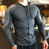 Men Hoodies Gym Sport Running Training Fitness Compression Elastic Bodybuilding Sweatshirt Sportswear Hooded Jacket Hoodies