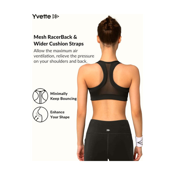Zip Front Sports Bra - High Impact Sports Bras for Women plus Size Workout Fitness Running