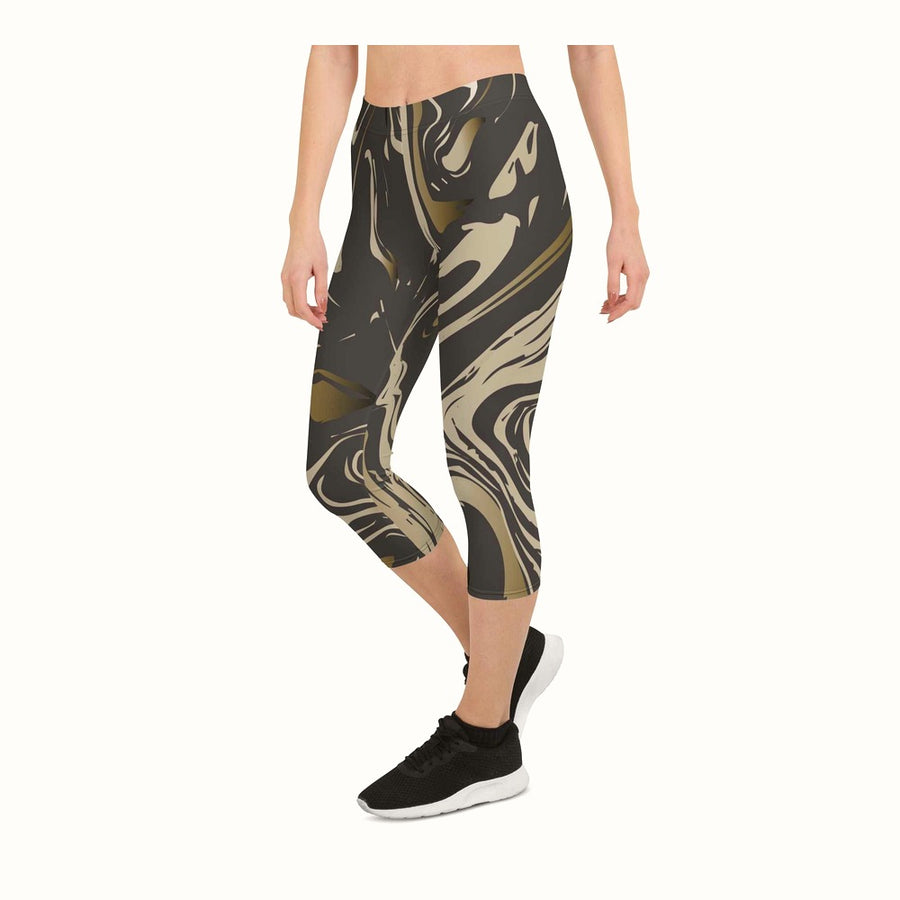 Women's Capri Leggings — Golden Black Pink