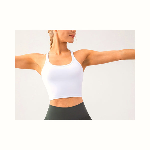 Women's Racerback Yoga Crop Top with Built-in Bra